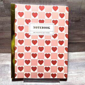 Pink & Red Heart Pattern Softcover Notebook With Gold Binding